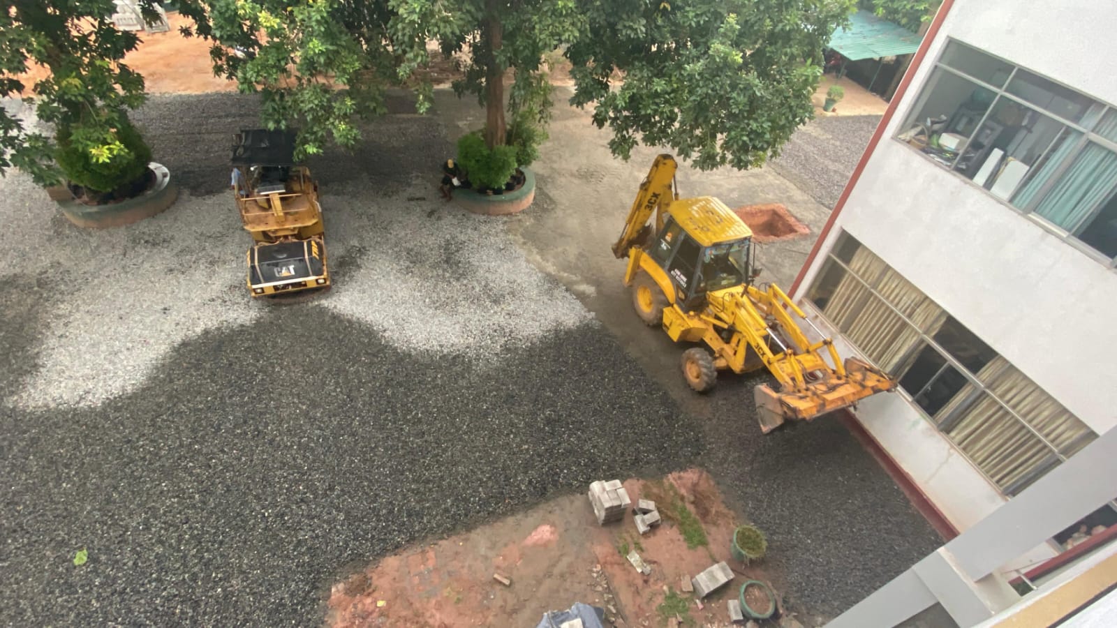 TRP heavy machinery fleet — excavators and road rollers available for hire in Sri Lanka
